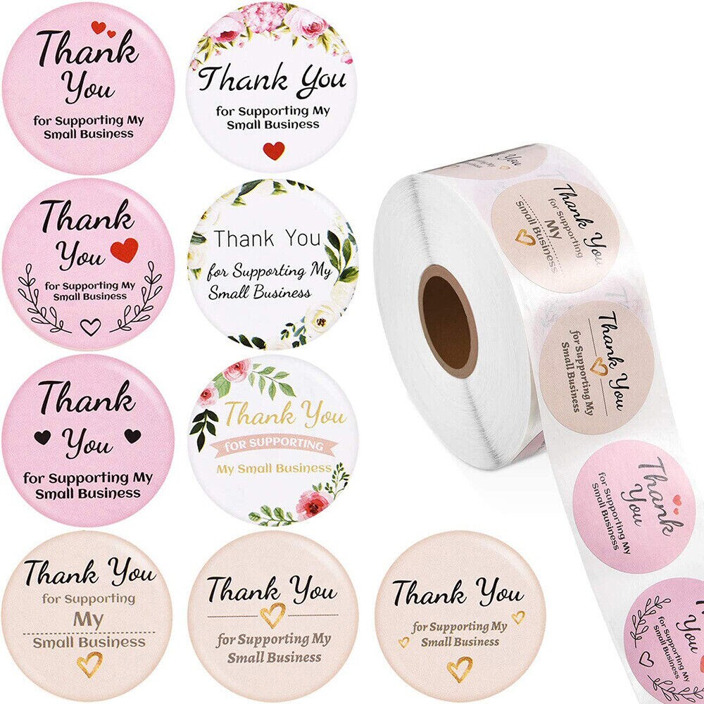 Kitcheniva 500 Pcs Thank You Stickers Supporting Business Labels Decor ...