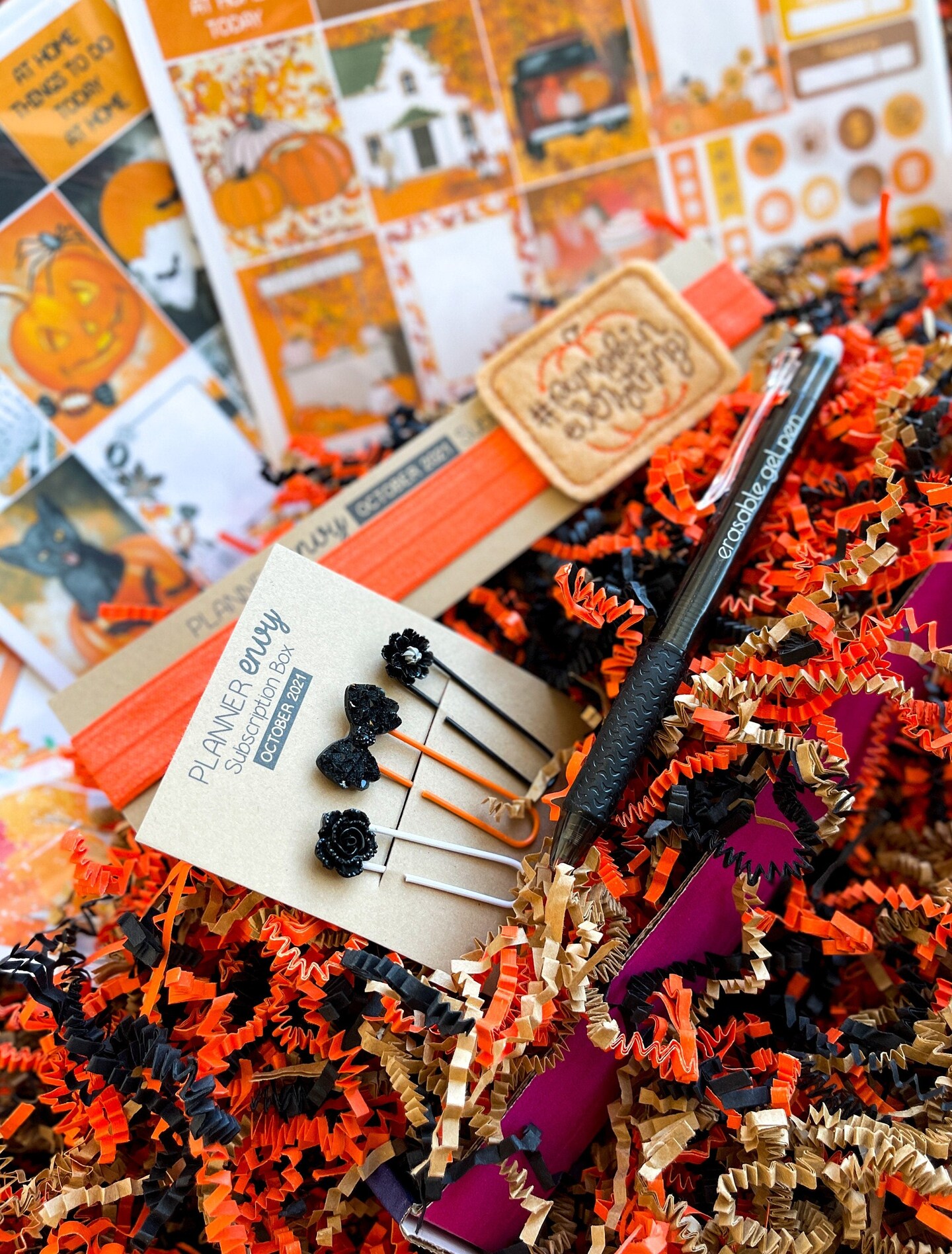Halloween &#x26; Fall Leaves/Colors Themed Box Of Planner Stickers &#x26; Accessories (#SUB2021010)