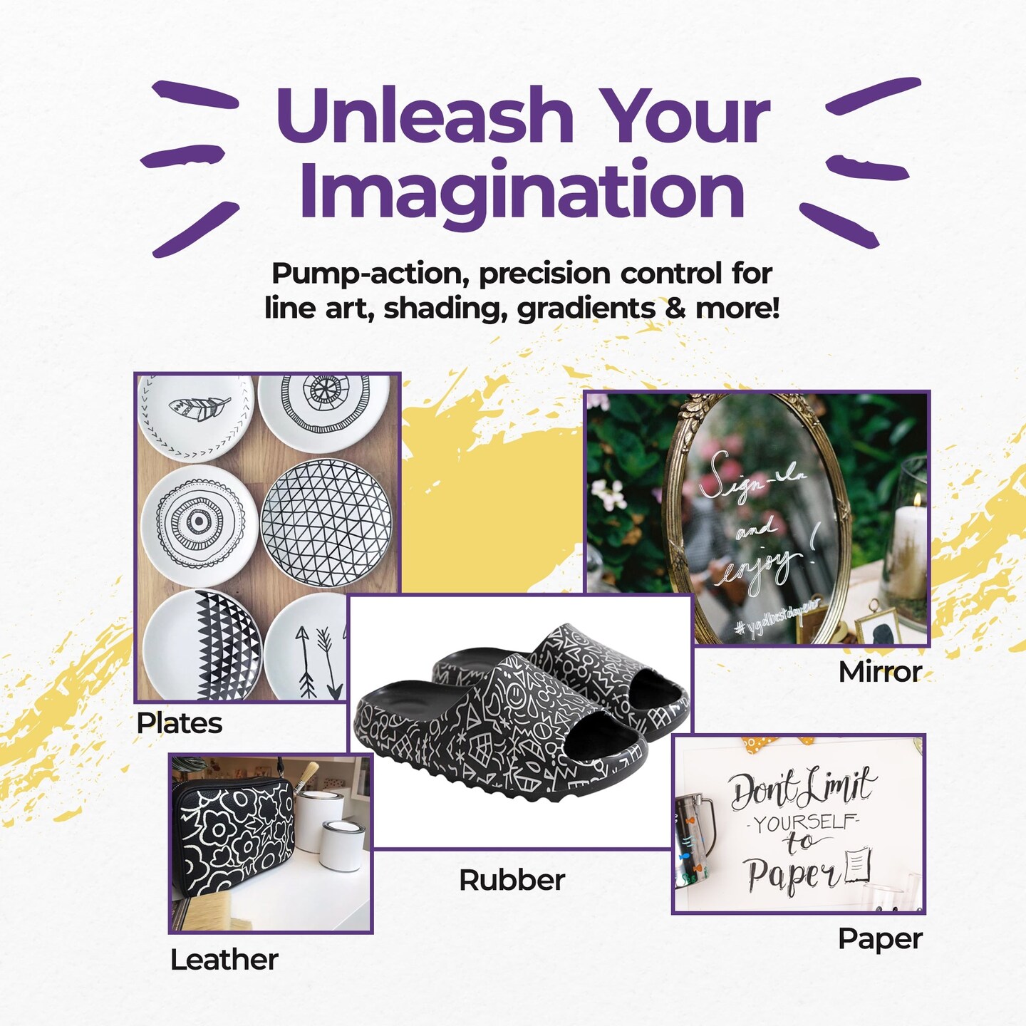 PINTAR Black & White Markers Extra Fine Tip - Outline Watercolor Paint Pens - Drawing & Calligraphy Markers - Acrylic Paint Pens for Rock Painting, Wood, Glass, Leather, Shoes - Pack of 6, 0.7mm