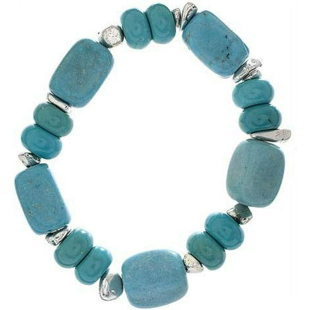Earth's Jewels Semi-Precious Dyed Turquoise Natural Magnesite Stretch Bracelet