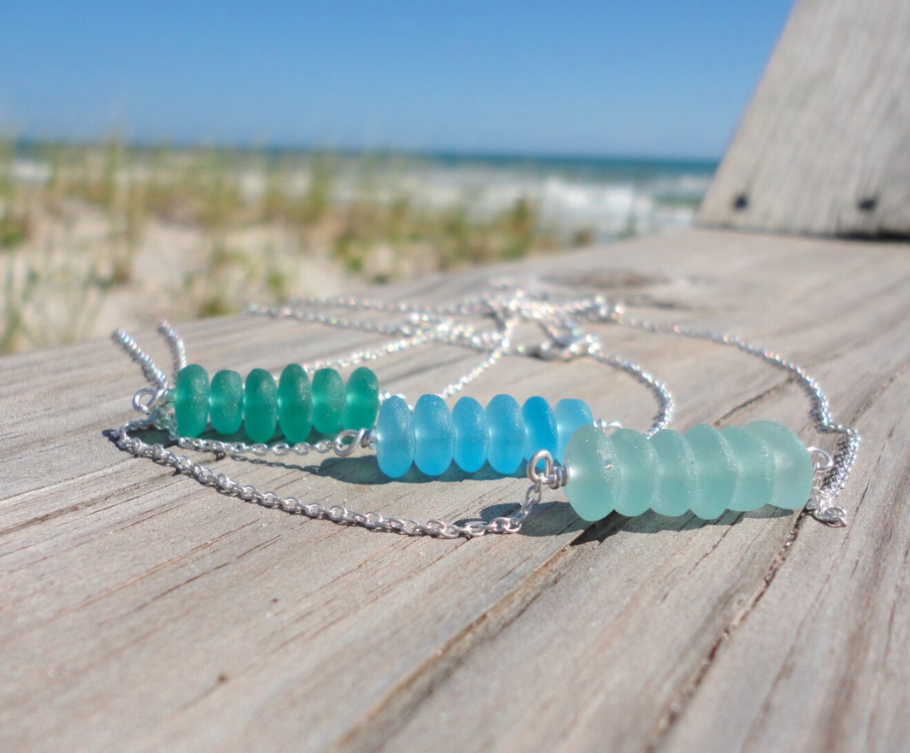 Make waves' blue beach glass necklace - My Captured Journey