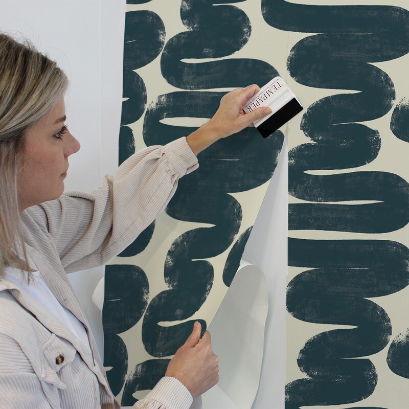 Tempaper Wiggle Room by Bobby Berk Peel and Stick Wallpaper Blue/Cream