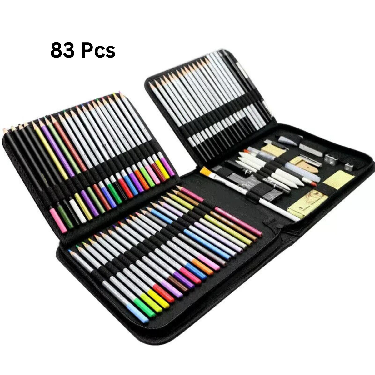 Professional drawing pencil set with sketch charcoal art and bag 83pcs