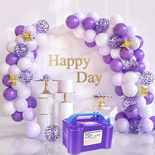 Electric Balloon Pump Portable Balloon Pump Electric Air Balloon Pump Electric Balloon Inflator, Balloon Decorations for Birthday Parties, Weddings, Festivals and Party&#xFF08;Purple&#xFF09;