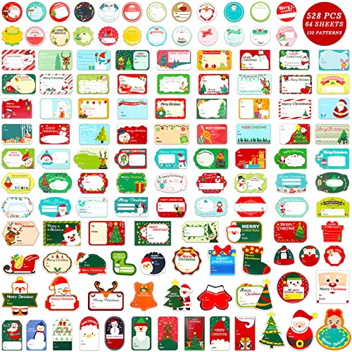 528 Pieces Christmas Gift Tags Stickers, Self Adhesive Christmas Present  Tags Sticker Labels, Name Tags Labels for Christmas Gift Wrapping