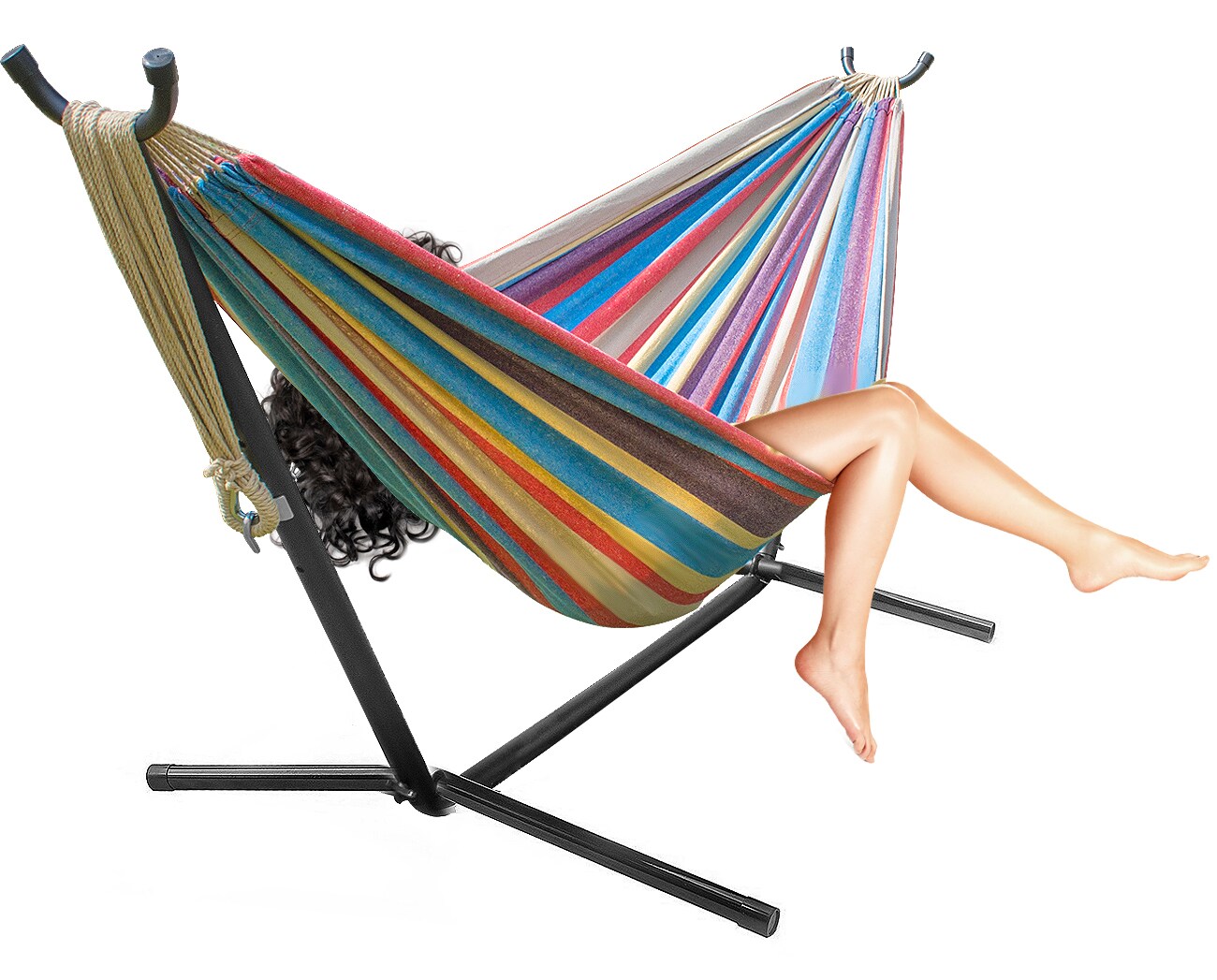 Sorbus Double Hammock With Steel Stand - Portable Carrying Case