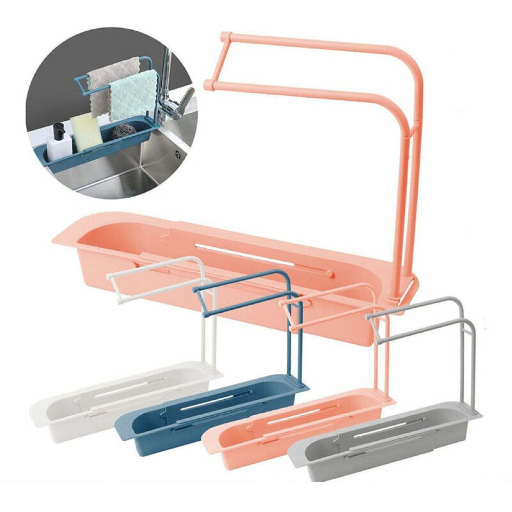 Kitcheniva Sink Rack Telescopic Holder Expandable Storage Drain White