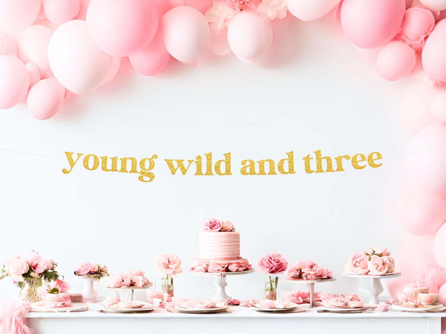 Young Wild And Three Banner Third Birthday Theme Girls 3rd Birthday