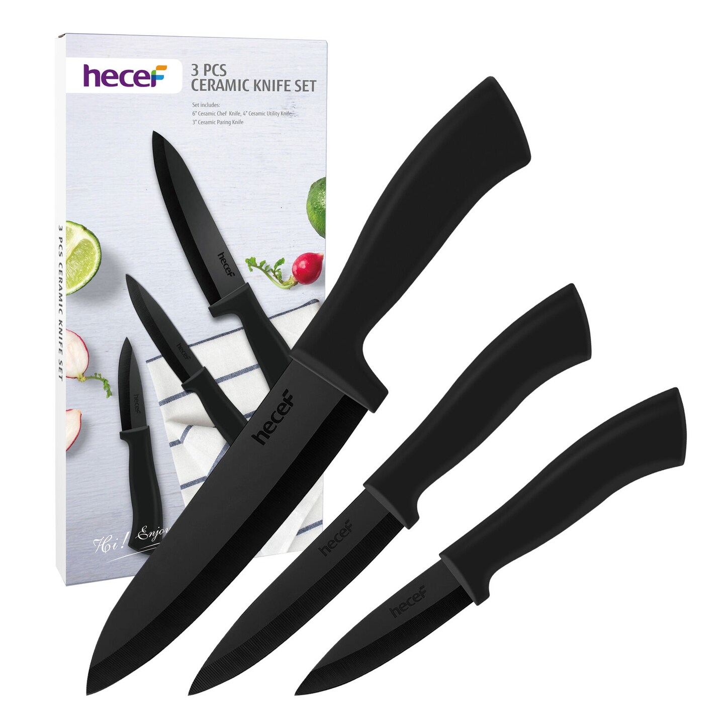 KitchenAid Classic 3 piece Chef Knife Set with Custom Fit Blade Covers, 8  inch Chef Knife, 5.5 inch Serrated Utility Knife, 3.5 inch Paring Knife
