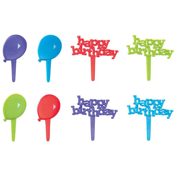 Happy Birthday and Balloons DecoPics&#xAE; Cupcake Decoration, 12ct