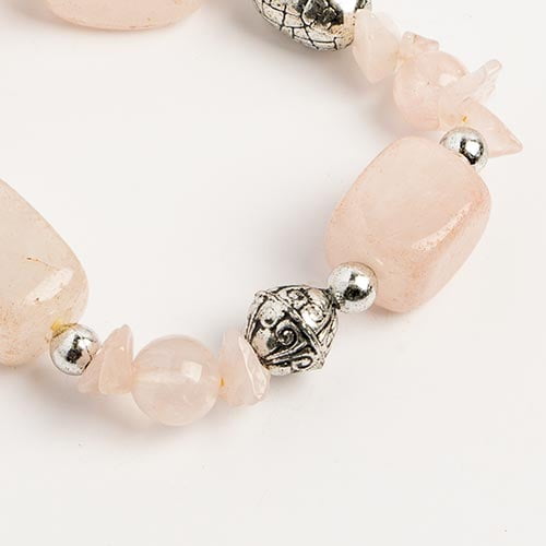 Earth's Jewels Semi-Precious Jasper Rose Quartz Natural Bracelet