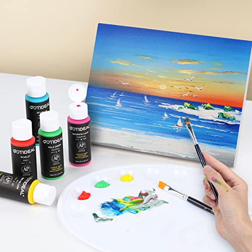 Acrylic Paint Set with 10 Brushes, 18 Colors(59ml, 2 oz) Art Craft Paint Non Toxic, Perfect for Hobby Painters, Artist, Adults, Ideal for Canvas Wood Ceramic Paint Supplies