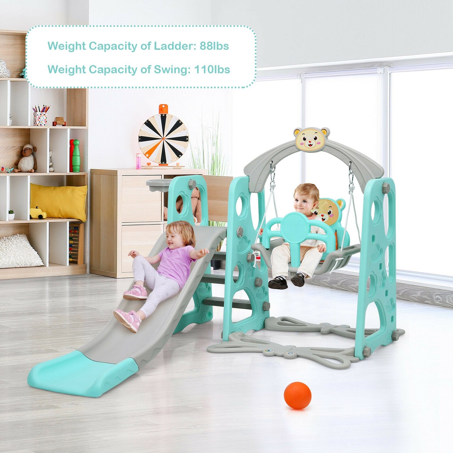 3 in 1 Toddler Climber and Swing Set Slide Playset