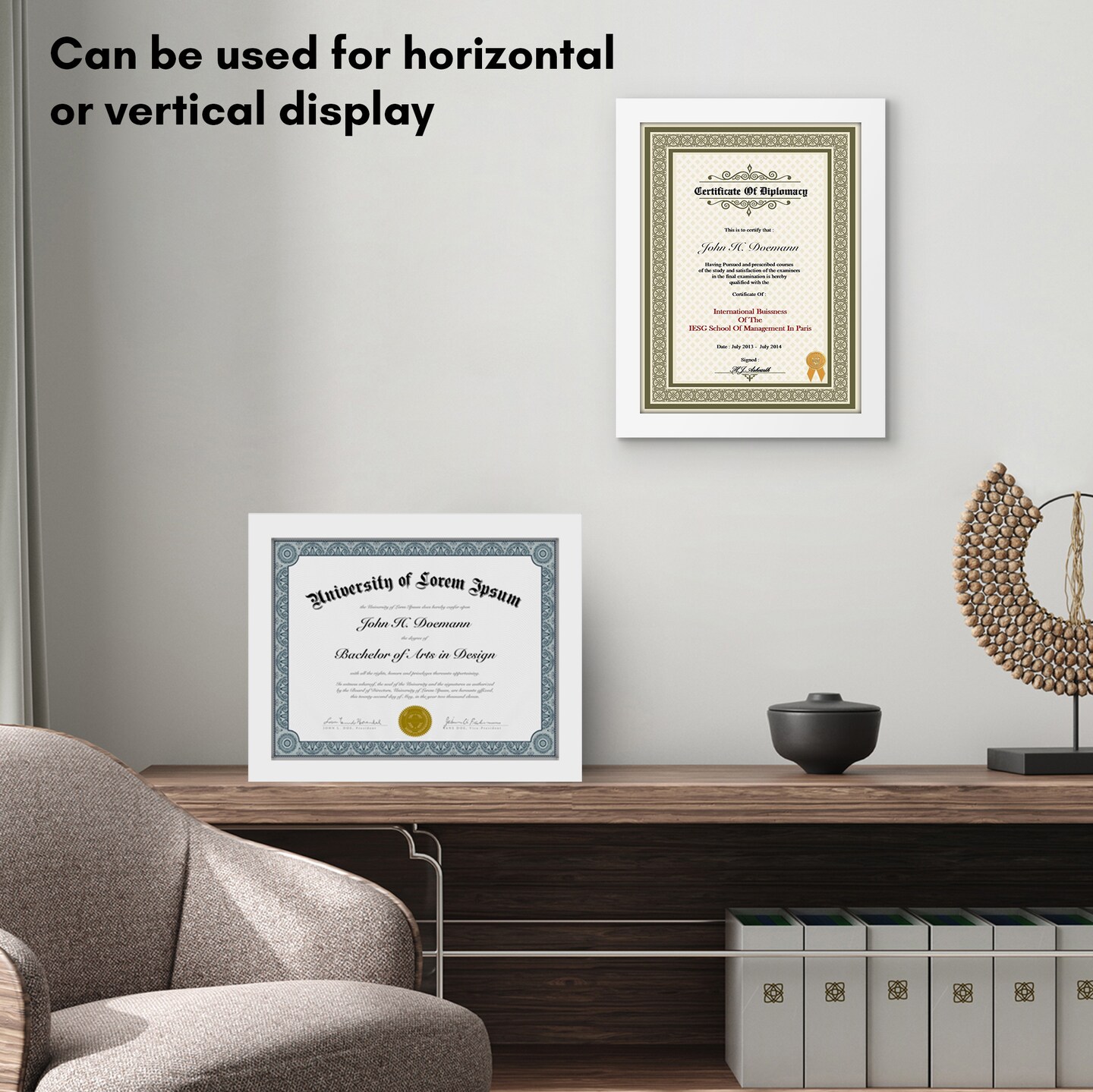 Americanflat 8.5x11 Diploma Frame - Certificate Frame for Displaying Achievements - Shatter Resistant Glass - Adjustable Hanging Hardware - Includes Easel