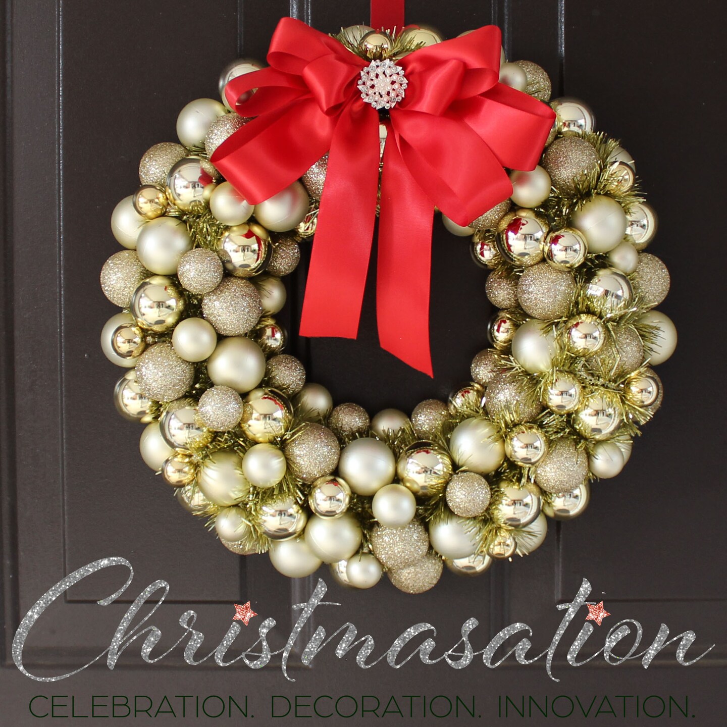Gold Baubles Christmas Door Wreath