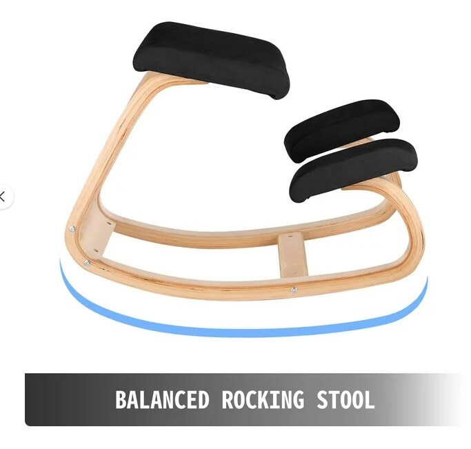 Memory Seat Cushion Relieving Body Wooden Ergonomic Kneeling Chair Black