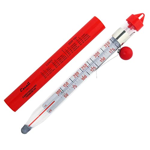 Precision Classic Candy/Deep Fry/Confection Glass Thermometer, Red/Clear