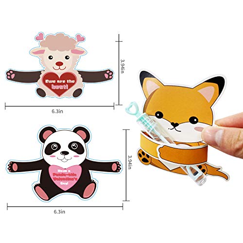 Valentines Day Cards for Kids Gifts - 32 Bubble Wands 32 Valentines Cards 80 Sticker Dots, Valentine&#x27;s Day Party Favors, Animal Kids Vday Cards for School Valentines Classroom Exchange