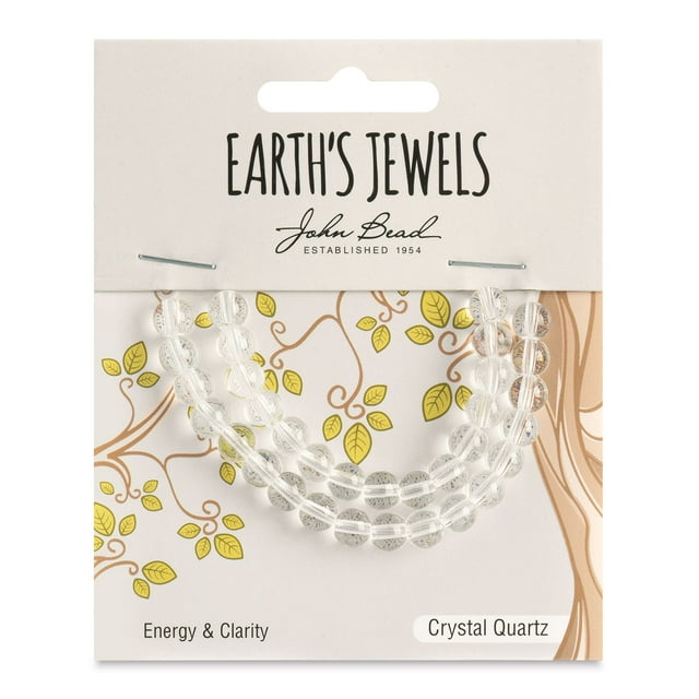Earth's Jewels Semi-Precious 6mm Crystal Quartz Natural Round Beads