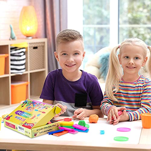 Polymer Clay, Modeling Clay for Kids DIY Starter Kits, 50 Color Oven Baked Model Clay, Non-Toxic, Non-Sticky, with Sculpting Tools, Ideal Gift for Boys, Girls and Artists