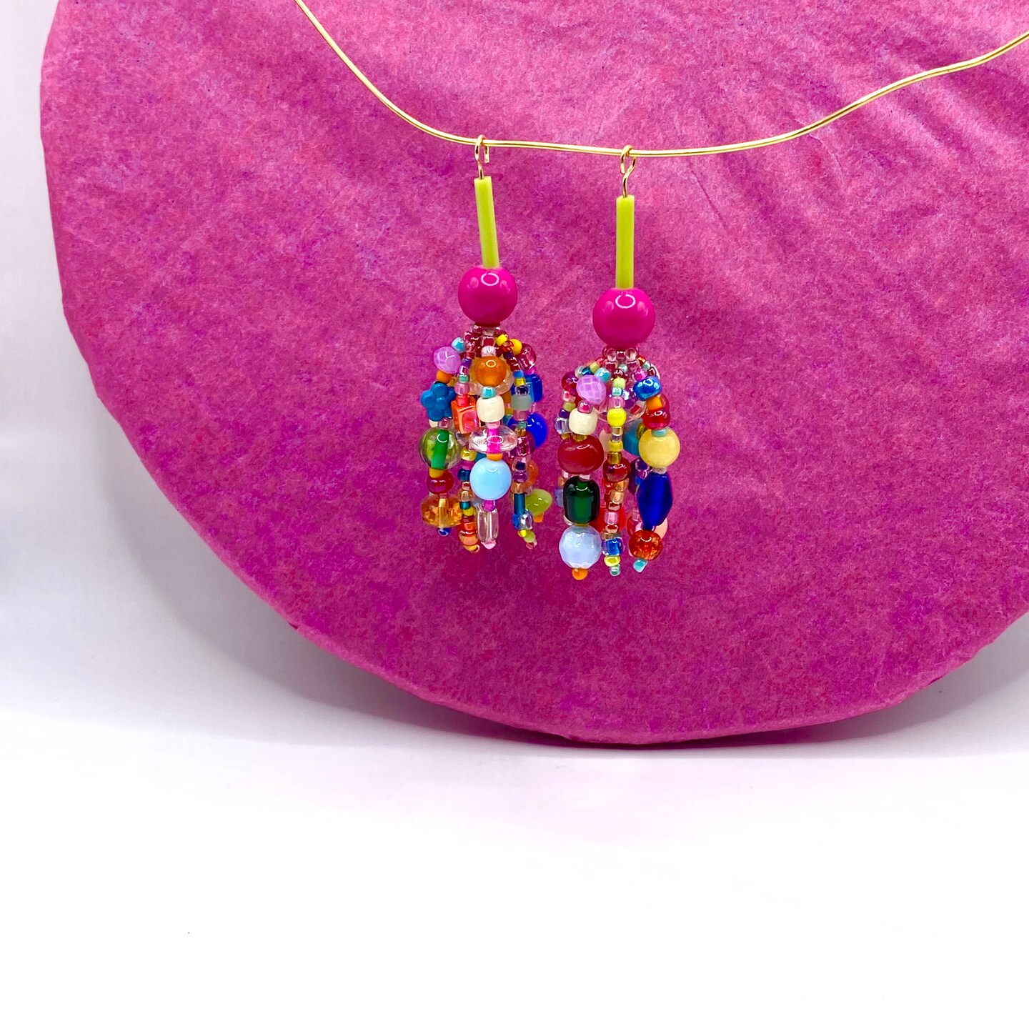 Weird Barbie Whimsy Earrings - Playful Colorful Beaded Design