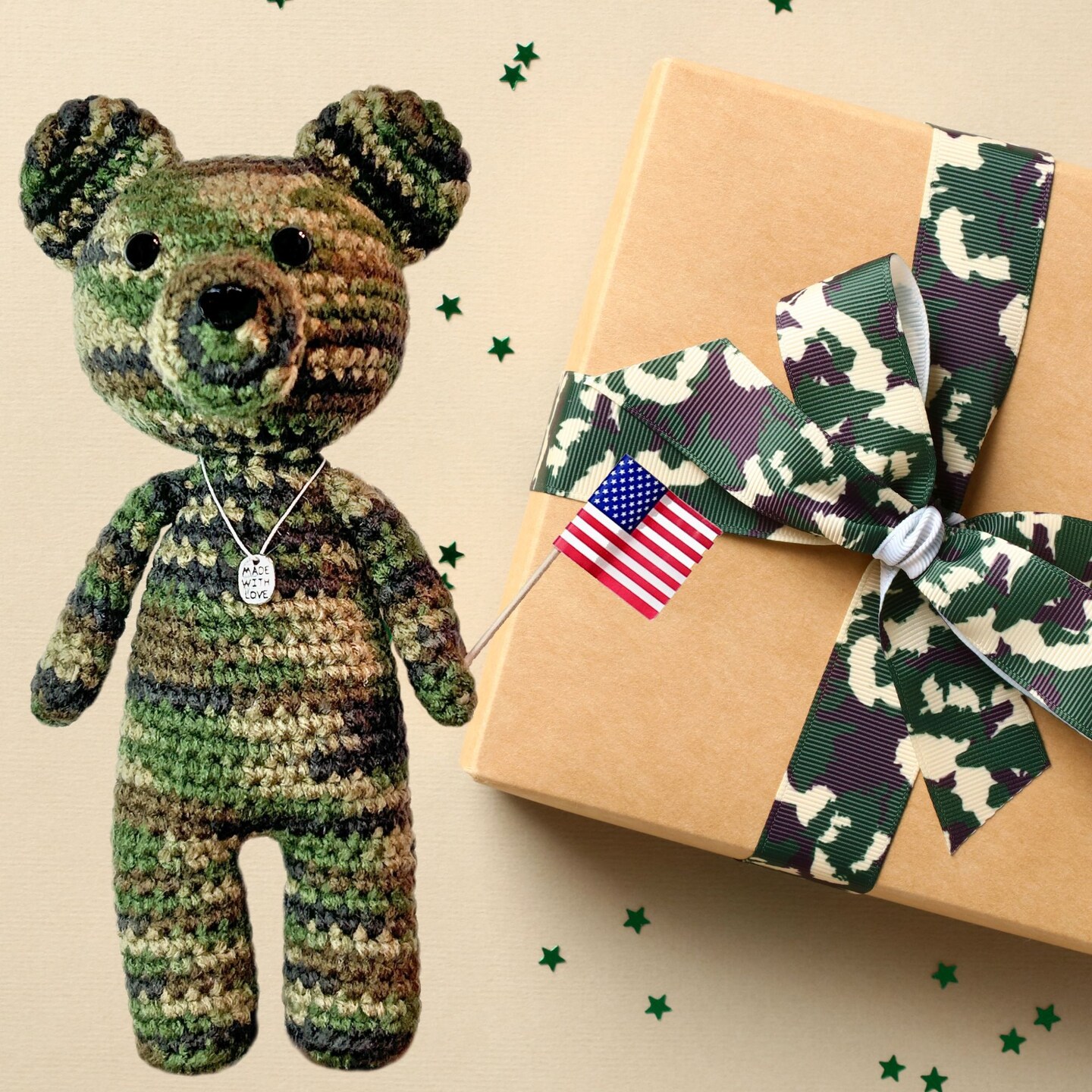 Bimbidreams Cr2 Gift Box Nº2 Tricot Blanket+Tricot Teddy Bear Green