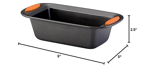 Bakeware Oven Lovin' Nonstick Loaf Pan, 9-Inch by 5-Inch Steel Pan, Gray with Orange Handles