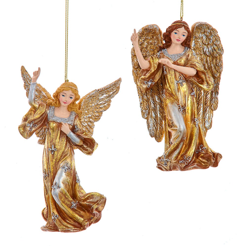 4.5&#x22; Gold &#x26; Silver Angel Ornaments - Set of 2 Assorted - Elegant Christmas Decoration