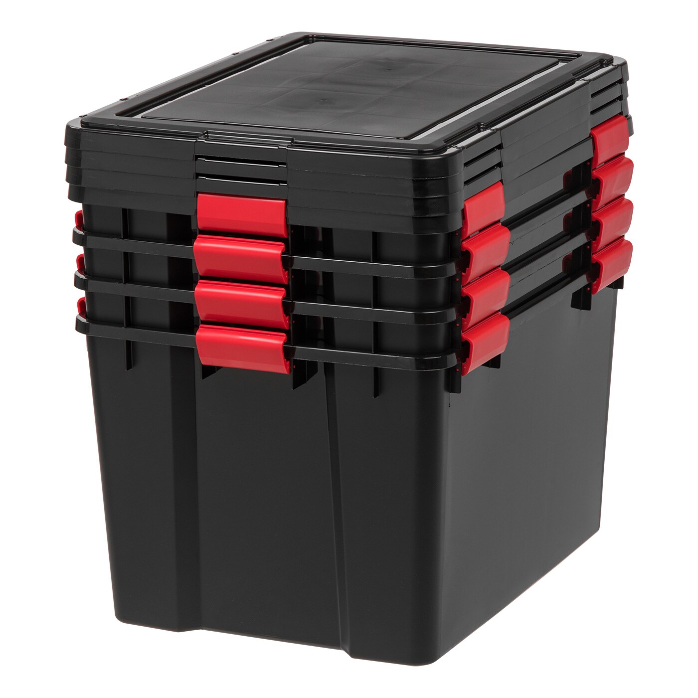 IRIS 4 Pack 74 Quart WeatherPro&#x2122; Plastic Storage Bin Tote Organizing Container with Durable Lid and Seal and Secure Latching Buckles