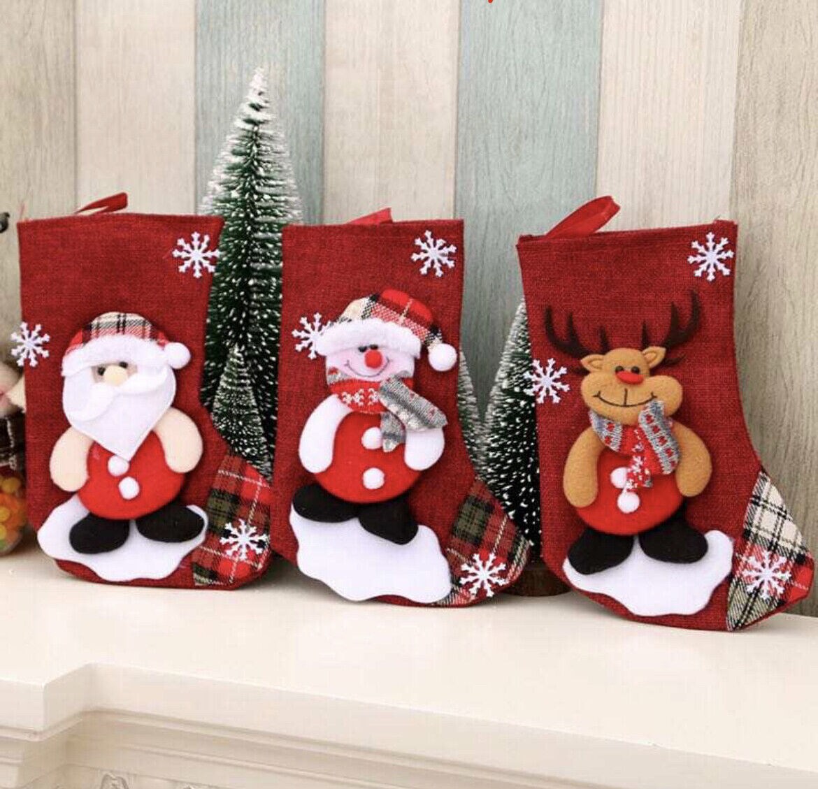 Thick Christmas Stocking Santa Candy Gift Bag 4 pcs