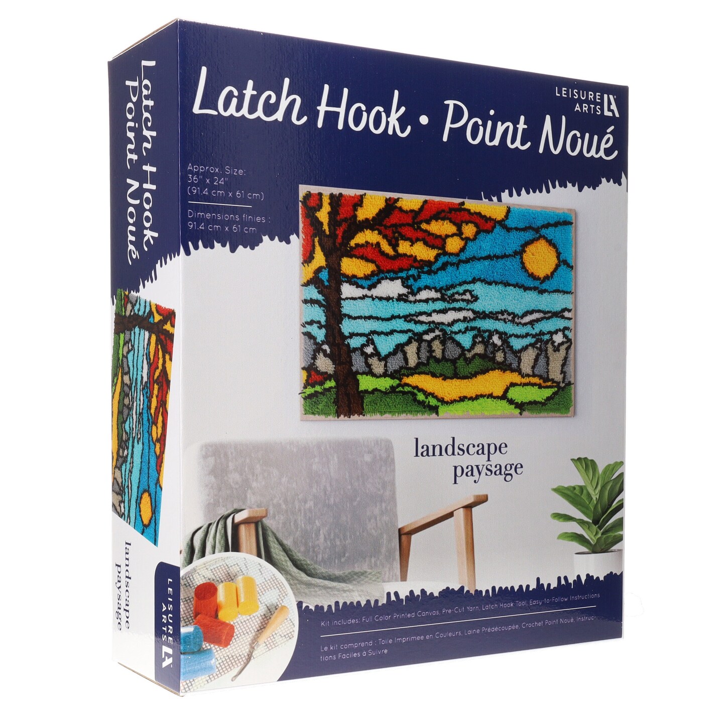 Leisure Arts Latch Hook Kit Landscape, 24&#x22; x 36&#x22;, Latch Hook Kit, Latch Hook Rug Kits, Rug Making Kit, Latch Hook Kits for Adults, Latch Hook Kits for Adults Beginners