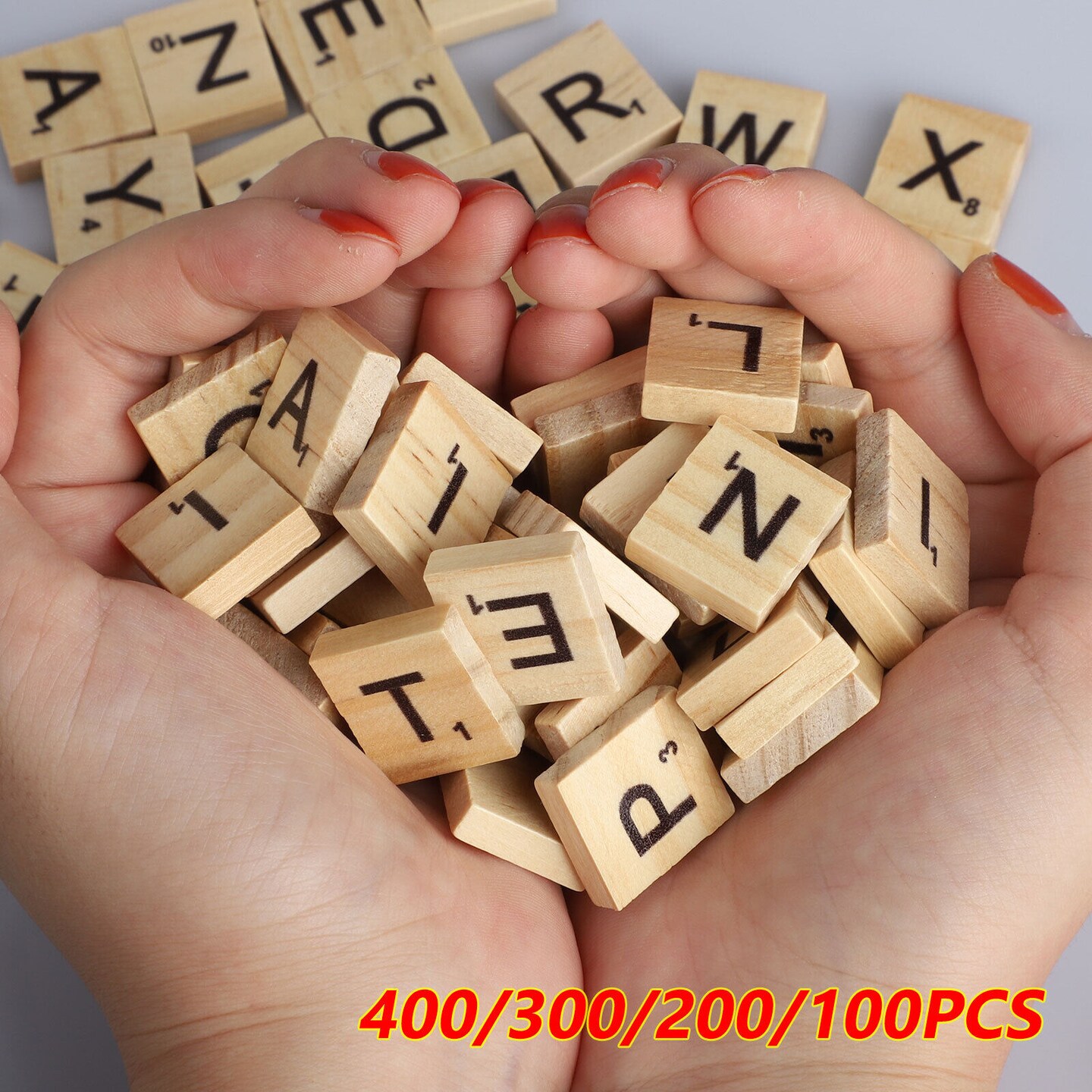 Scrabble Wood Tiles Pieces Full Sets 100 Letters Wooden Replacement Pick.