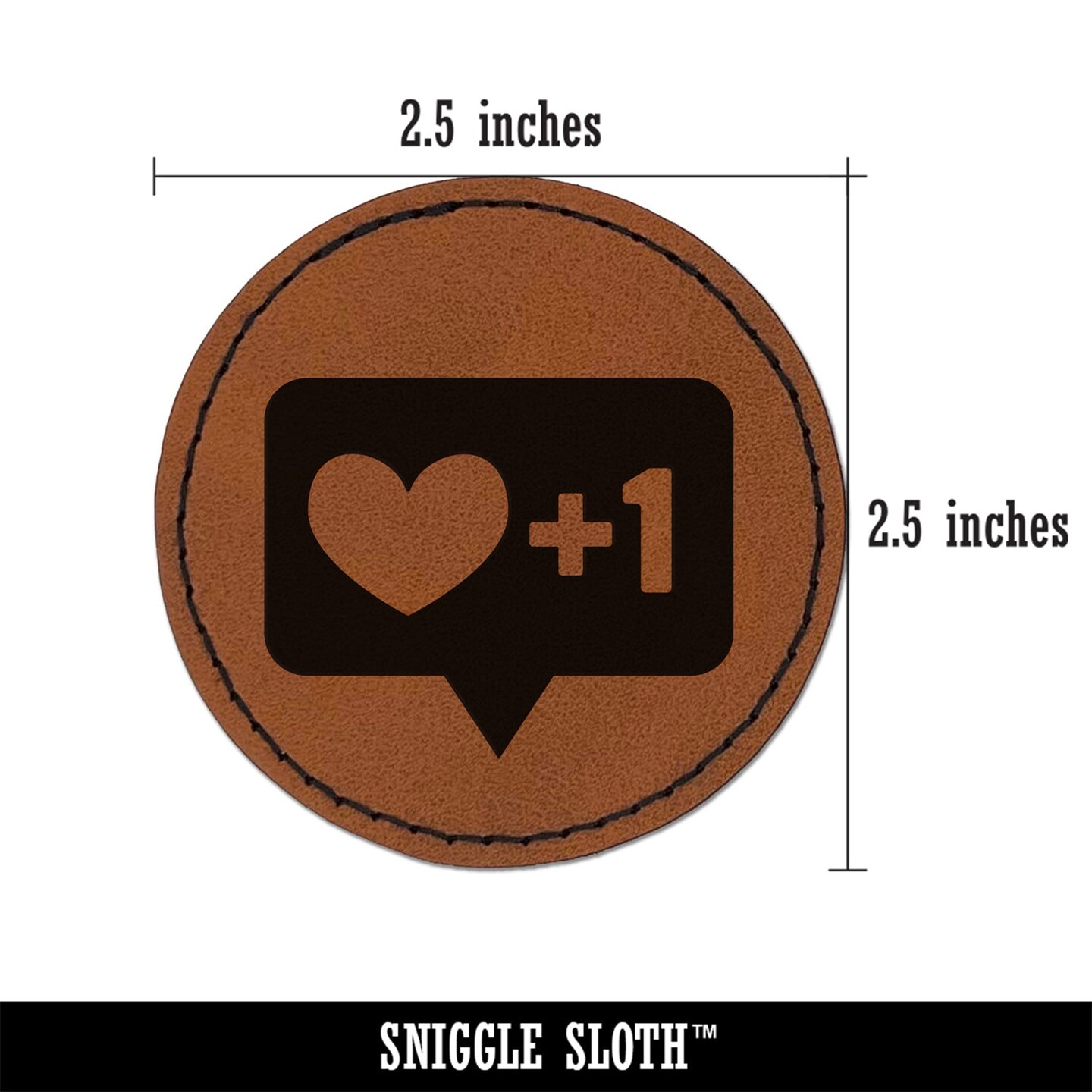 I Love this Bubble Heart Plus One 1 Round Iron-On Engraved Faux Leather Patch Applique - 2.5&#x22;