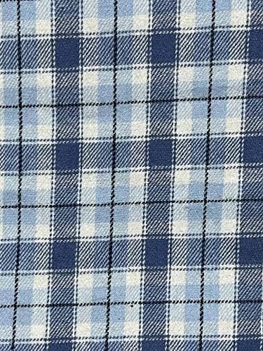 FabricLA 100% Cotton Flannel Fabric - 58/60 Inches (150 cm) - Cotton Tartan Flannel Fabric - Use As Blanket, PJ, Shirt, Cloth Flannel Craft - Blue