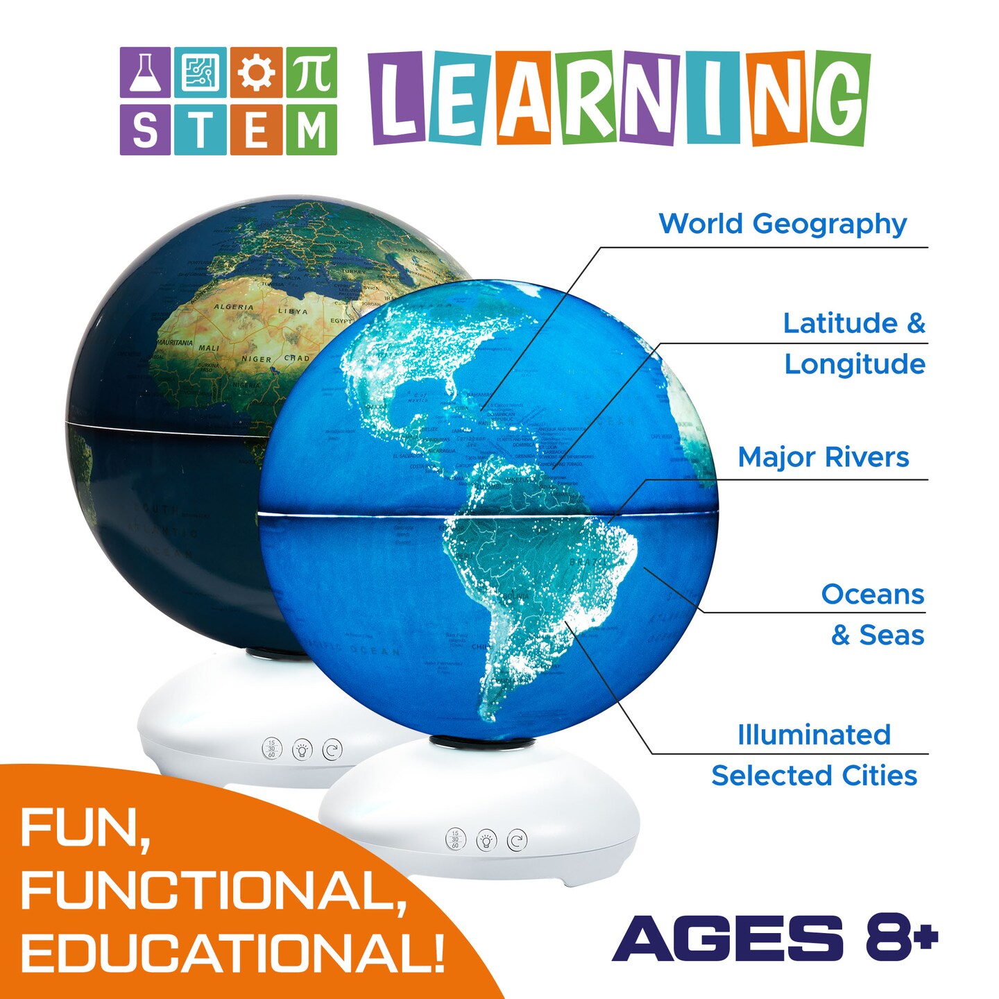 USA Toyz CityScapes Illuminated Globe for Kids Learning