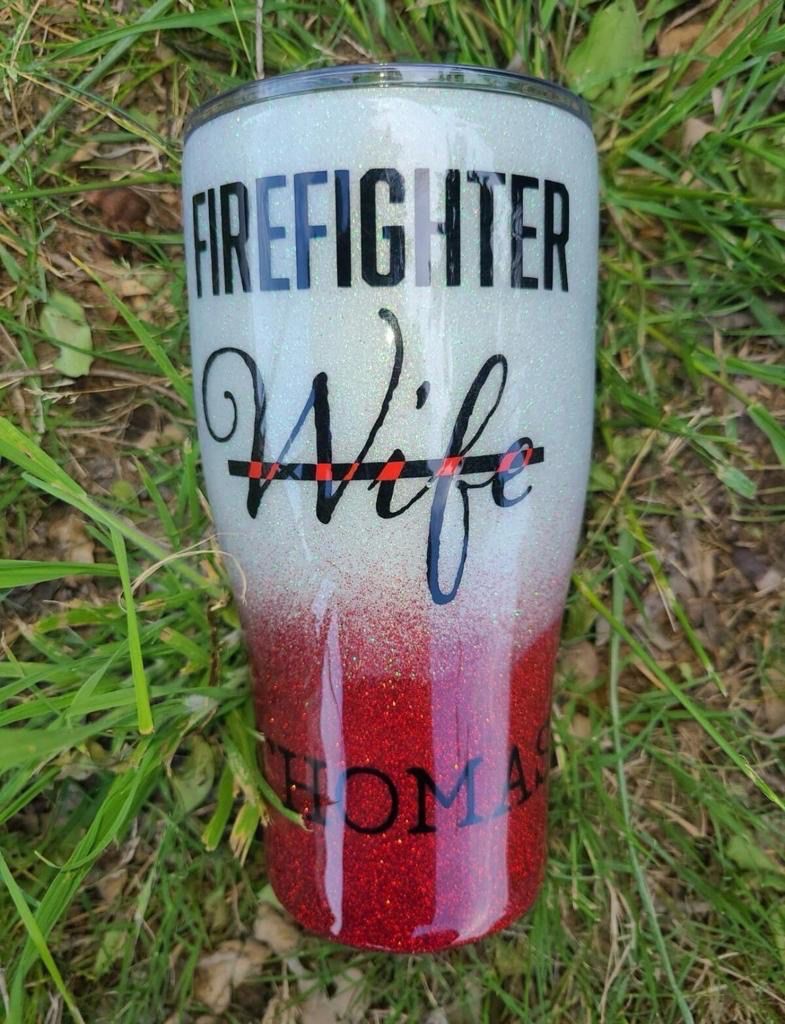 Tumbler: Firefighter Wife, Glitter Epoxy Custom oz Tumbler | MakerPlace ...