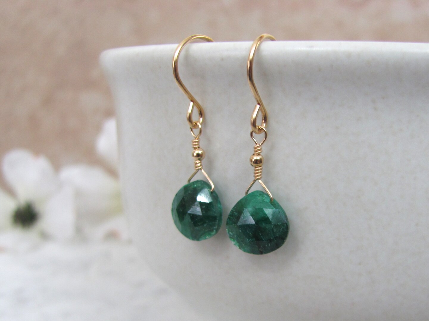 Genuine hot sale emerald earrings