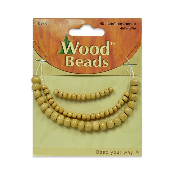 6 Packs of Round Wood Beads Pack of 60