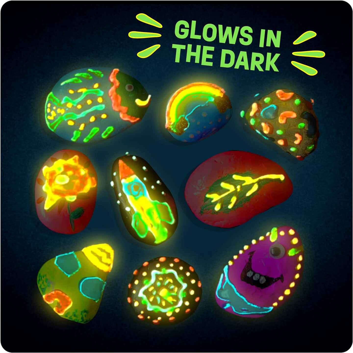 Doodle Hog glow in The Dark Rock Painting Kit for Kids - Arts and crafts  for girls Boys Ages 6-12 - Art craft Kits Paint Set - Supplies for