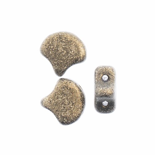 John Bead Czech Glass Jet Color Metallic Suede Ginko Beads, 50g