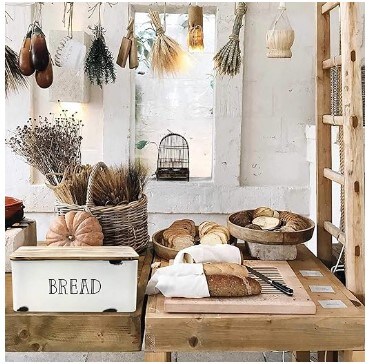 Metal White Loaf of Bread Storage Container Large Vintage Bin Retro Rustic Counter Breadbox Farmhouse Bread Box for Kitchen Countertop