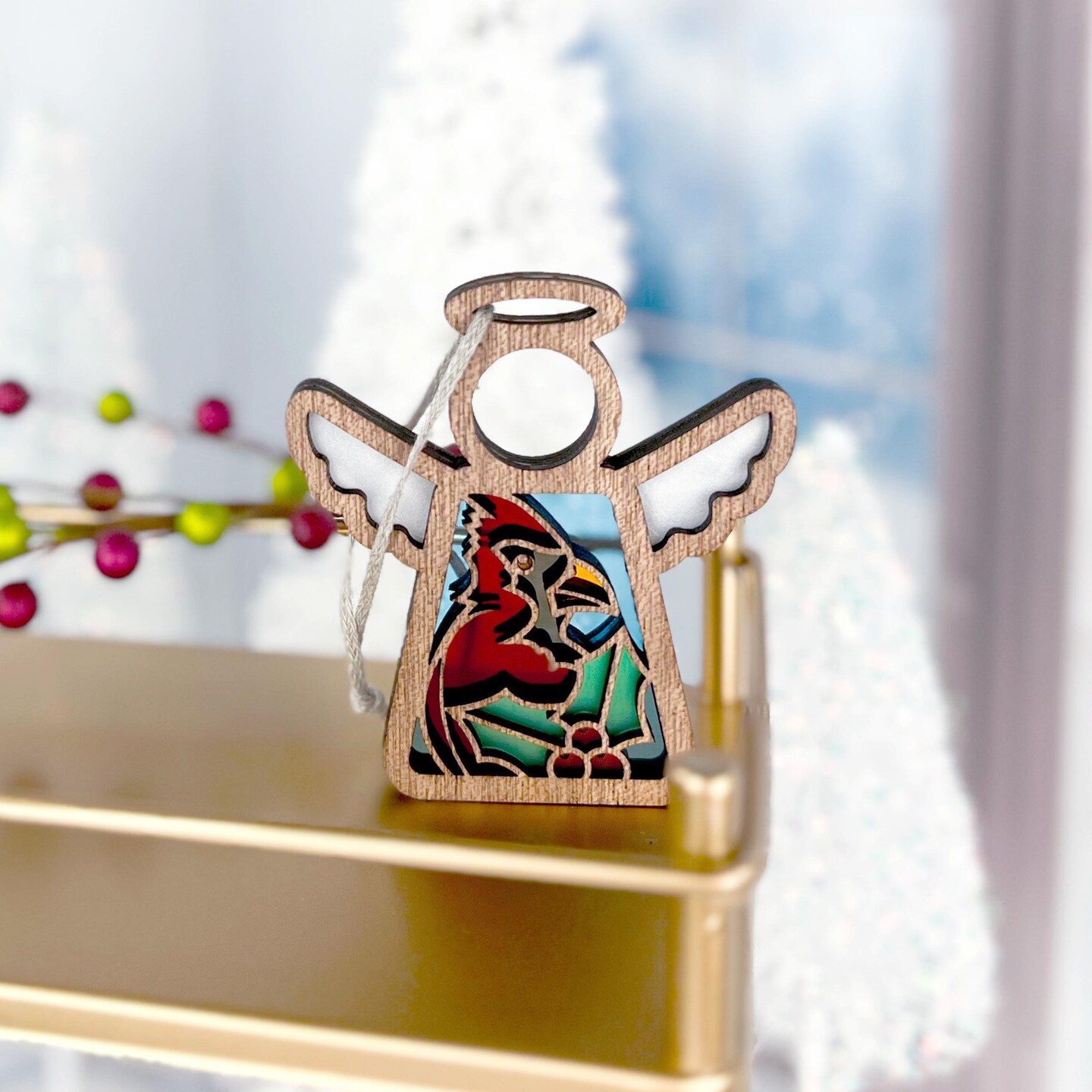 3.5&#x22; Winter Cardinal Ornament - Handcrafted in Texas - Mother&#x27;s Angels&#xAE; Figurine - Mother&#x27;s Day Gifts