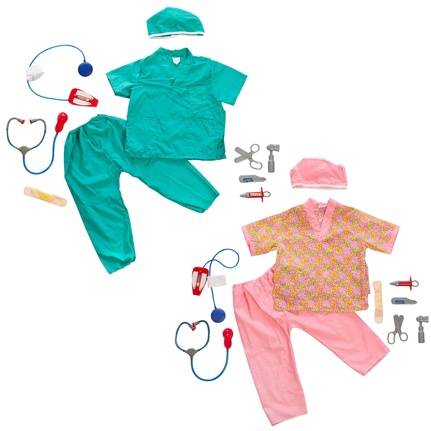 IQ Toys Doctor and Nurse Role Play Dress Up Costume Set Pretend Play for Kids Boys and Girls with 2 Sets of 7 Accessories Including Stethoscopes and Medical Kit Doctor&#x27;s Equipment