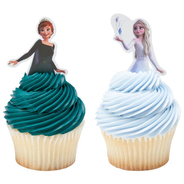 Frozen II Anna and Elsa Poly DecoPics&#xAE; Cupcake Decoration, 12ct