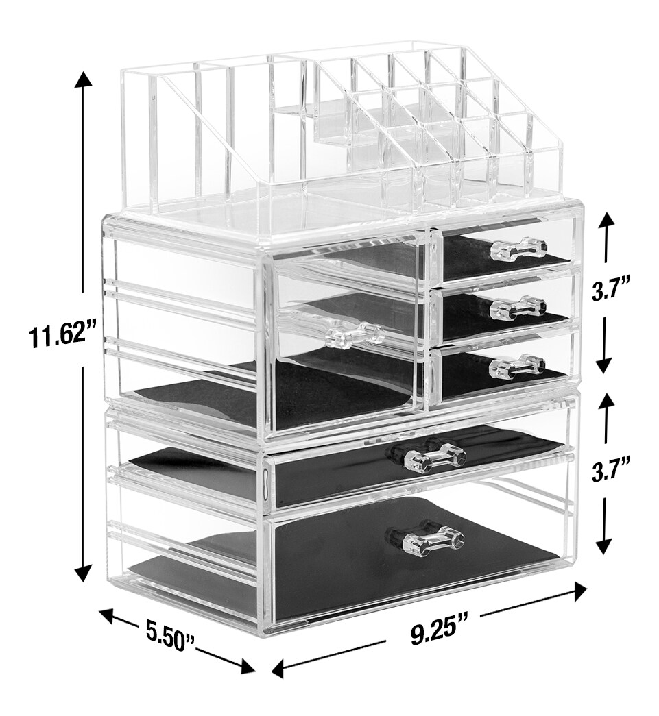 Sorbus Large Clear Makeup Organizer Case - 3 Piece Set