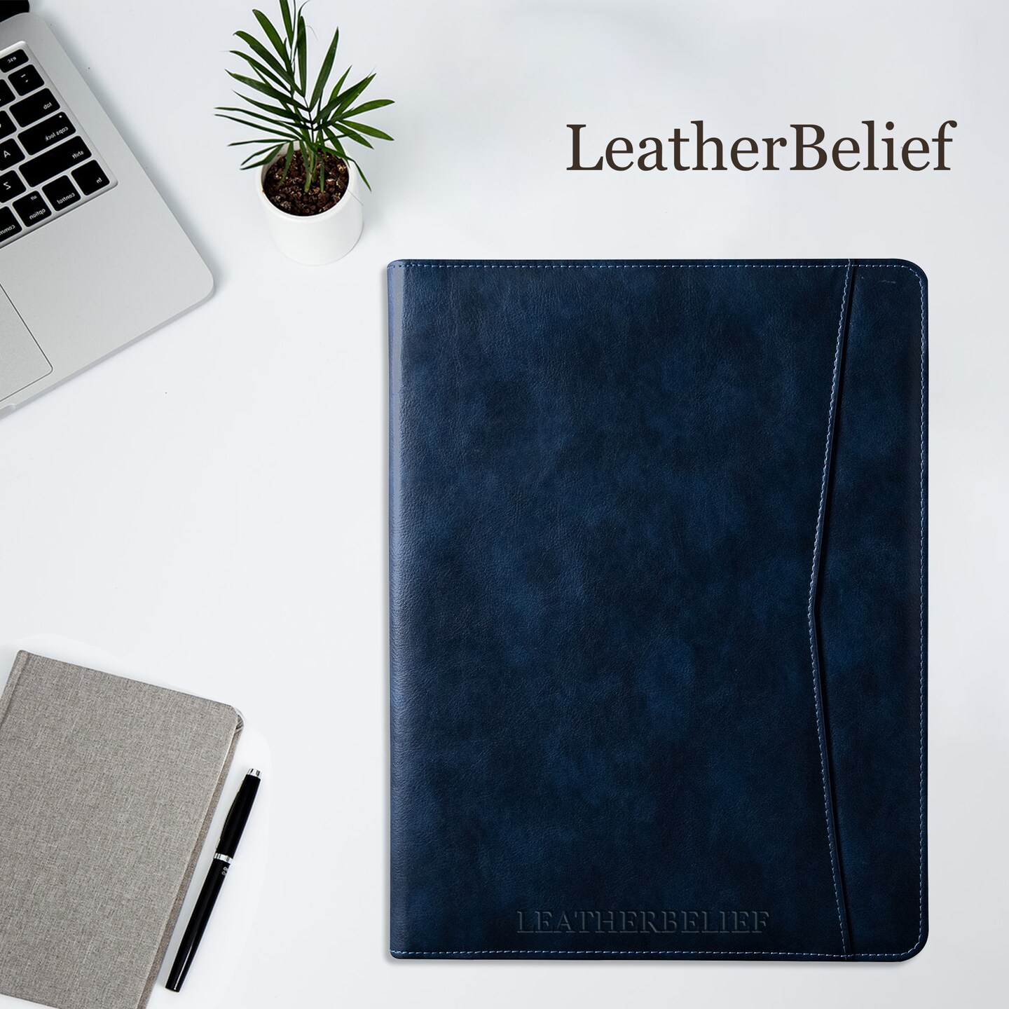 Portefeuille Carnet En Cuir Véritable Format B5 - Pour Documents, École, Bureau - Marron - 3