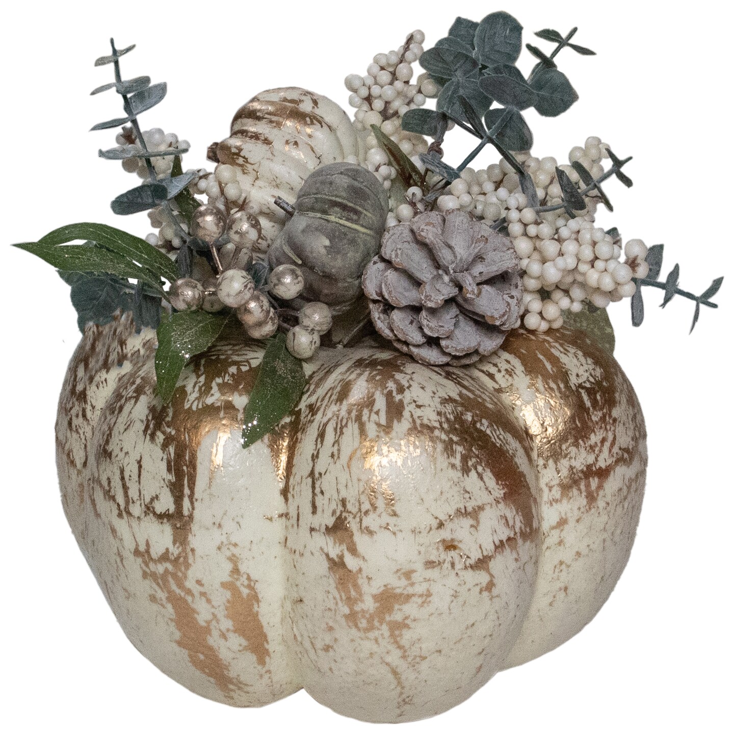 Northlight 9&#x22; White and Gold Pumpkins Fall Harvest Arrangement