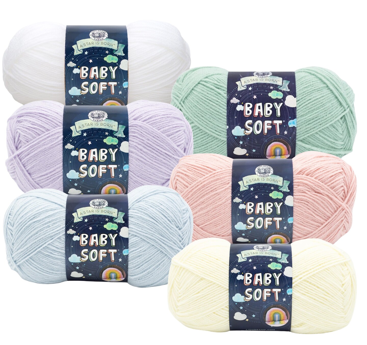 Lion Brand Yarn - Baby Soft - 6 Skein Assortment (Pastels)