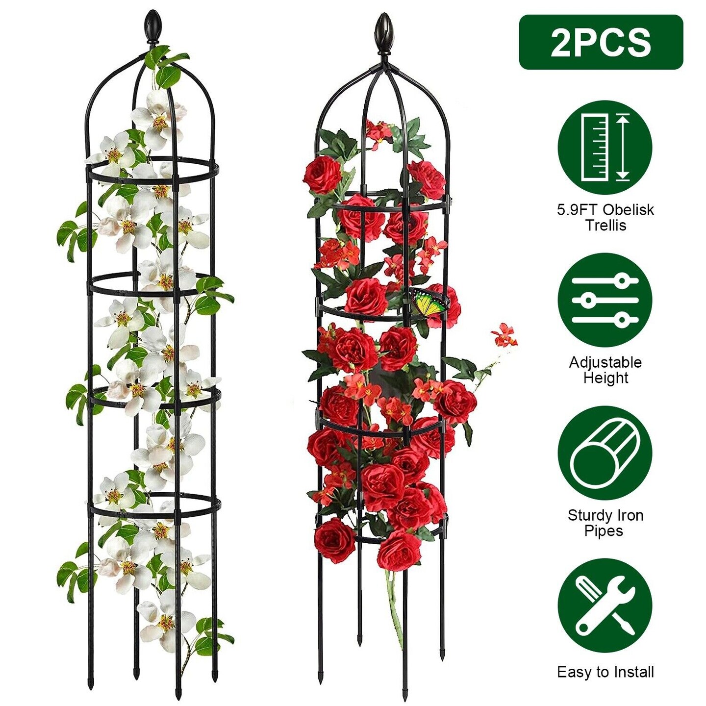 6 ft. Metallic Garden for Climbing Outdoor Plants 2 pcs