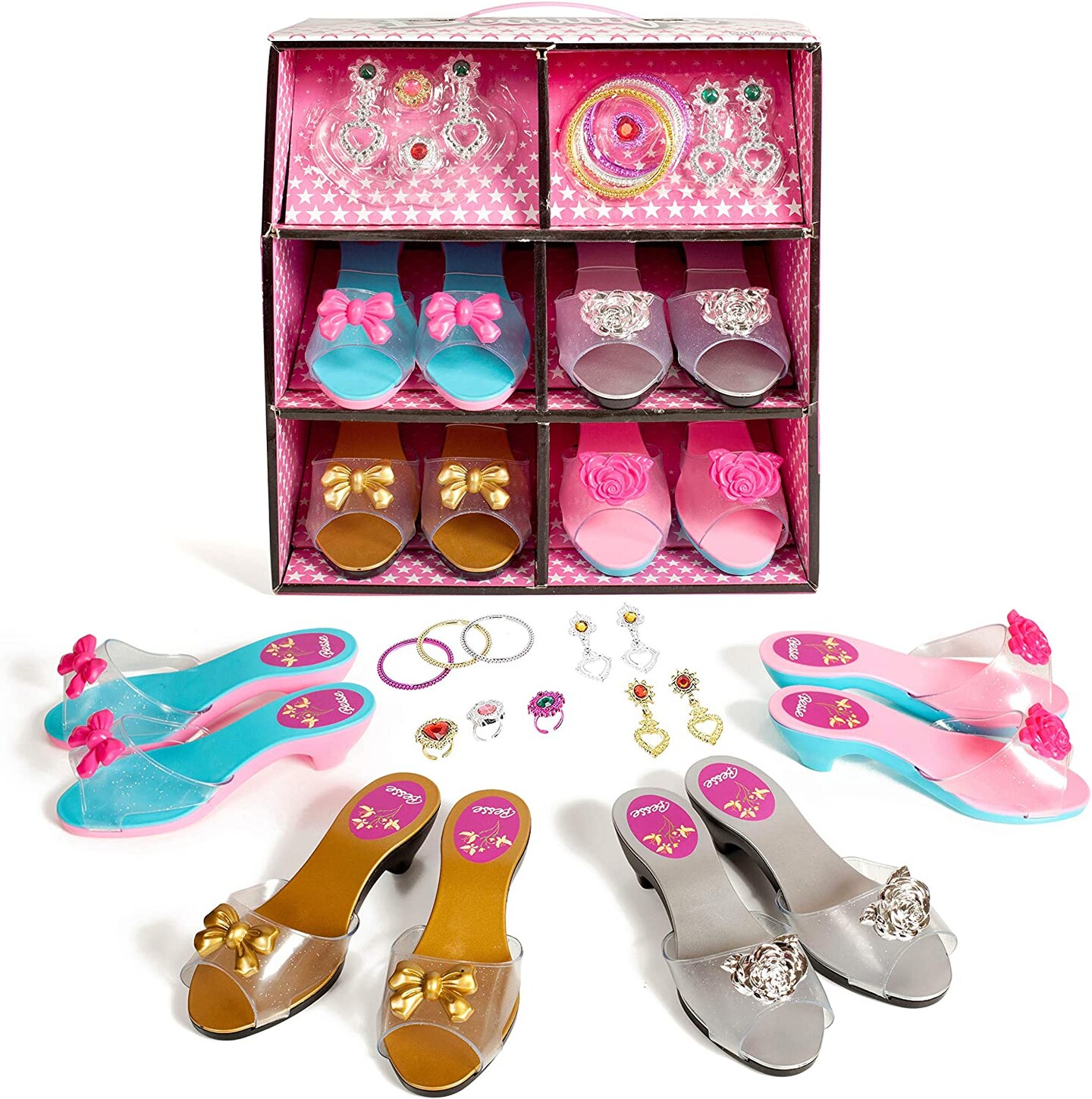 Princess Dress Up Pretend Play Shoes Set, Jewelry Boutique, Fashion Princess Toys Accessories for Little Girls Dress Up Costumes for Play Gift Set, for Ages 3 and up